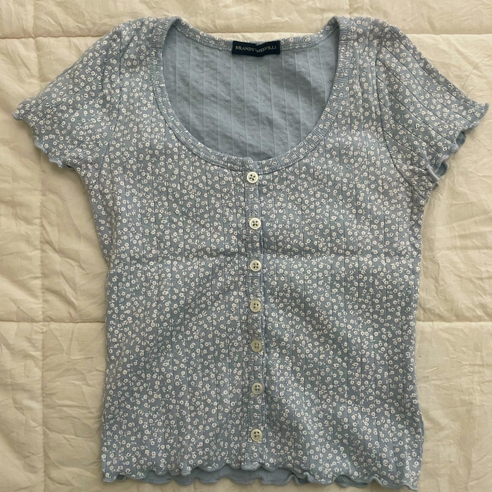 light blue ruffle brandy crop top
